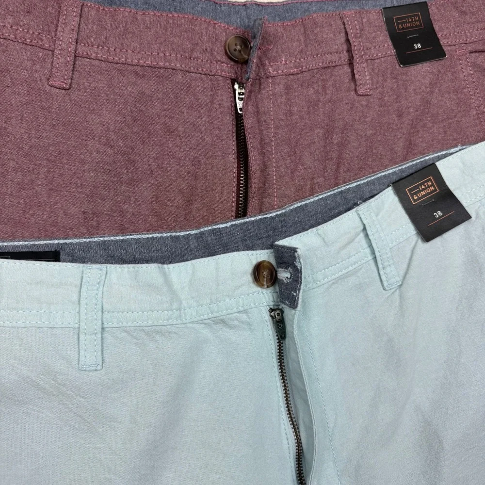 14th & Union Chino Shorts Lot of 2 Slim Fit Men 38 Blue & Red Oxblood Cotton NWT